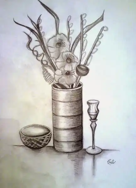 sketsa vas bunga