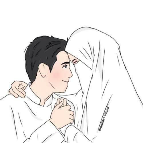 Gambar Kartun Muslimah Couple Romantis