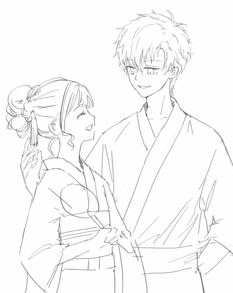 Sketsa Anime Couple