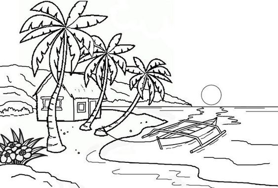 Sketsa Gambar Pantai