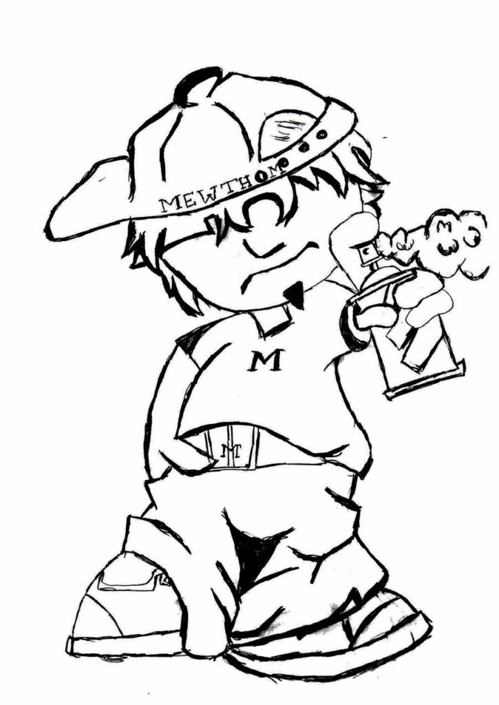 Kumpulan Gambar Grafiti Kartun Keren Hitam Putih Terbagus Lengkap