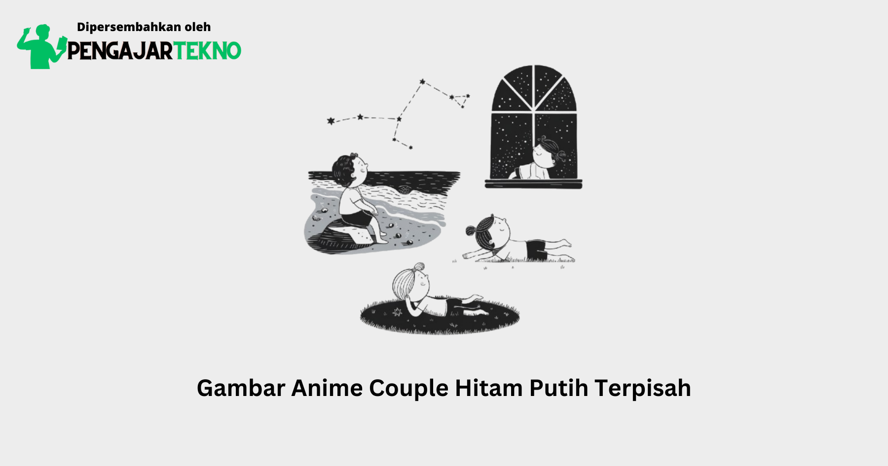 gambar anime couple hitam putih terpisah