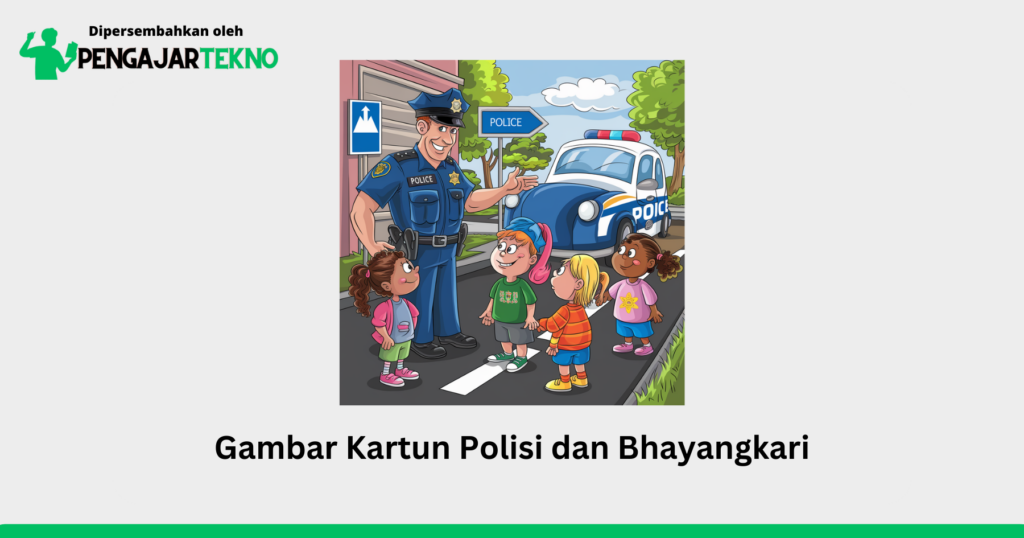 Gambar Kartun Polisi dan Bhayangkari, Menampilkan Kehidupan Sehari-hari