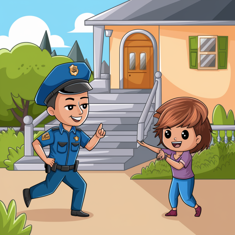 Gambar Kartun Polisi dan Bhayangkari, Menampilkan Kehidupan Sehari-hari