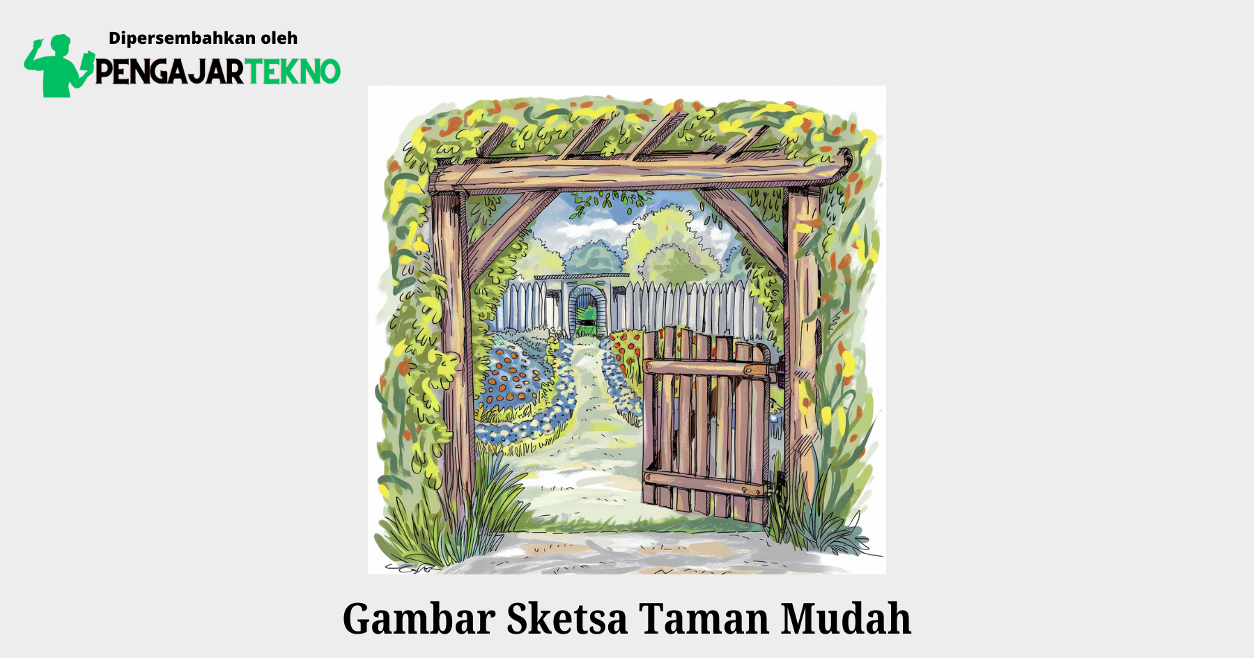 gambar sketsa taman mudah